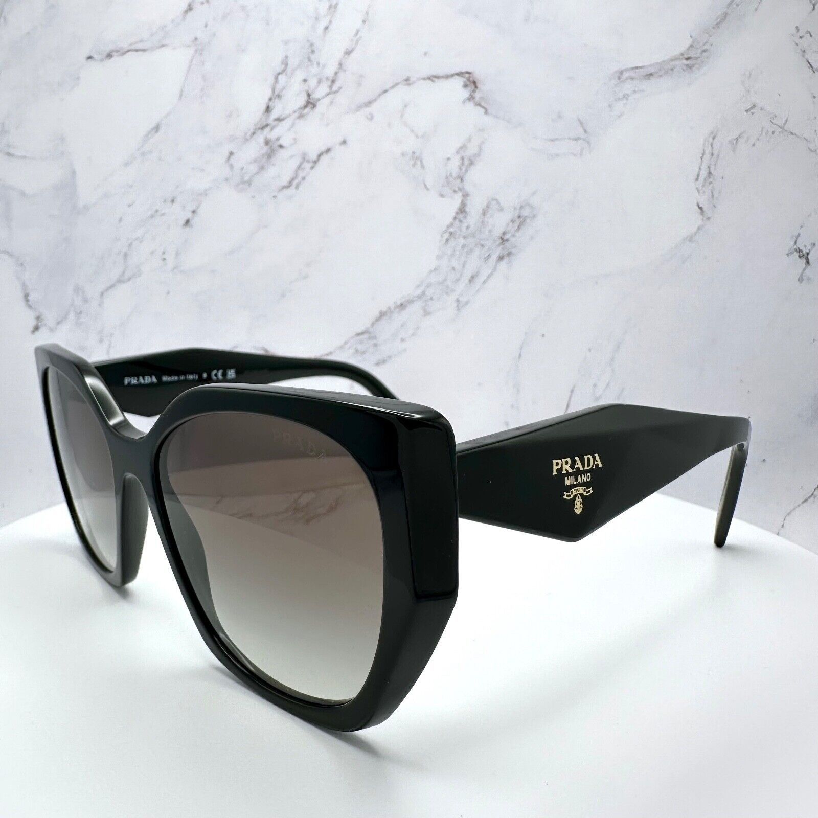 Prada PRADA Sunglasses Symbole Gold Logo Black Authentic Cat Eye Size ONE SIZE - 5 Thumbnail