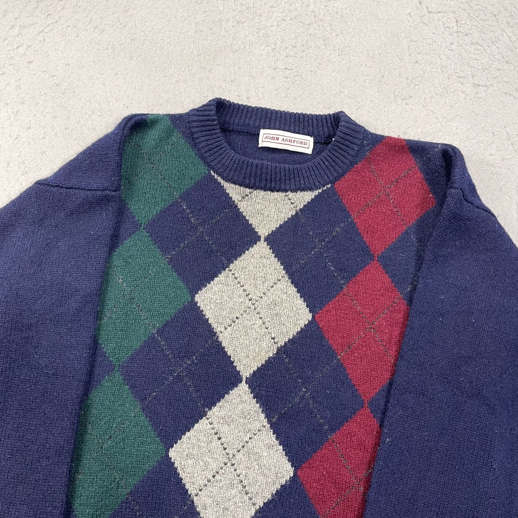 Vintage VINTAGE Grandpa Sweater Mens Large Blue Argyle Pure Shetland Wool Crewneck 80s Size US L / EU 52-54 / 3 - 3 Thumbnail