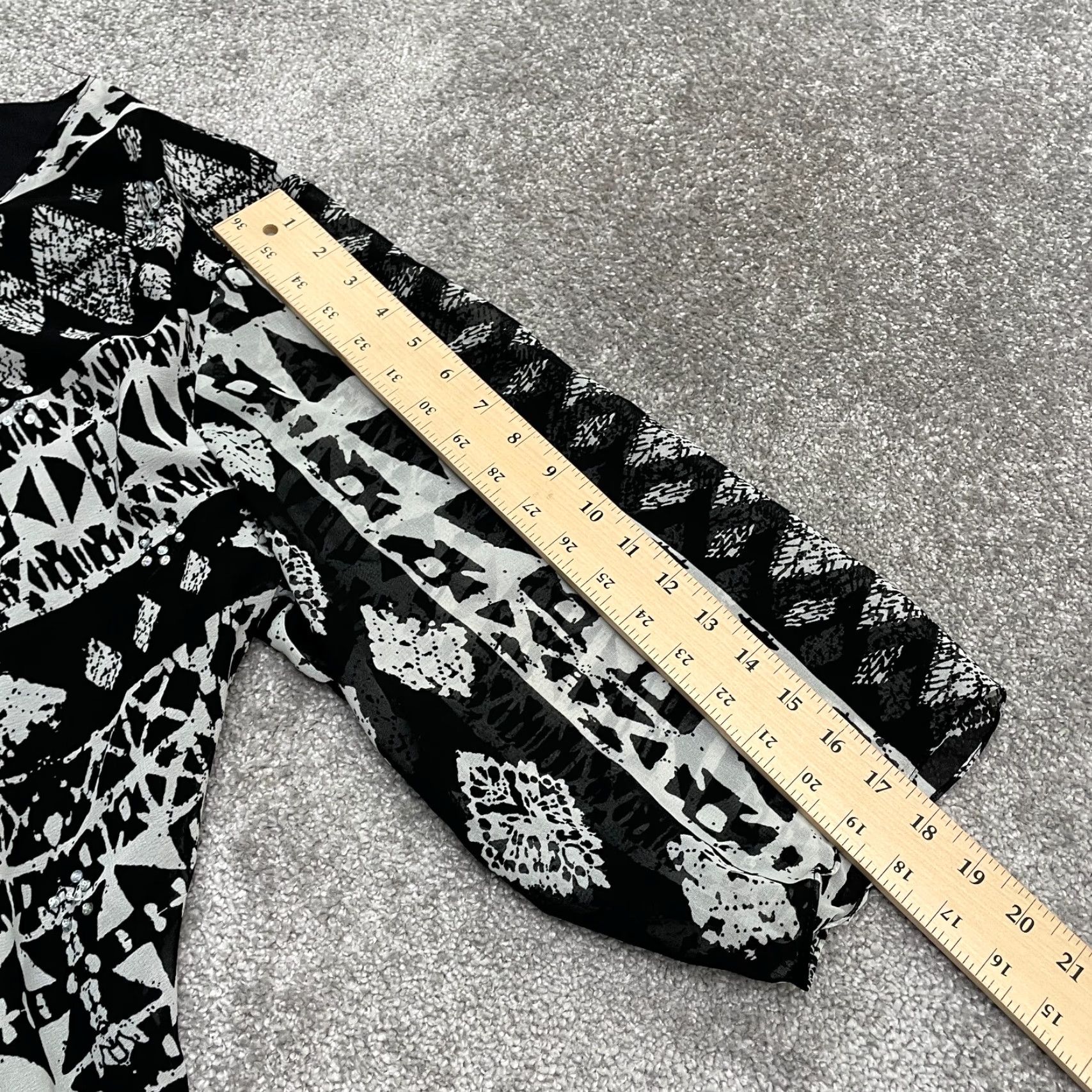Vintage Signature JMB Blouse Womens 1X Black White Geometric V-Neck Sequin Casual Size XL / US 12-14 / IT 48-50 - 7 Thumbnail