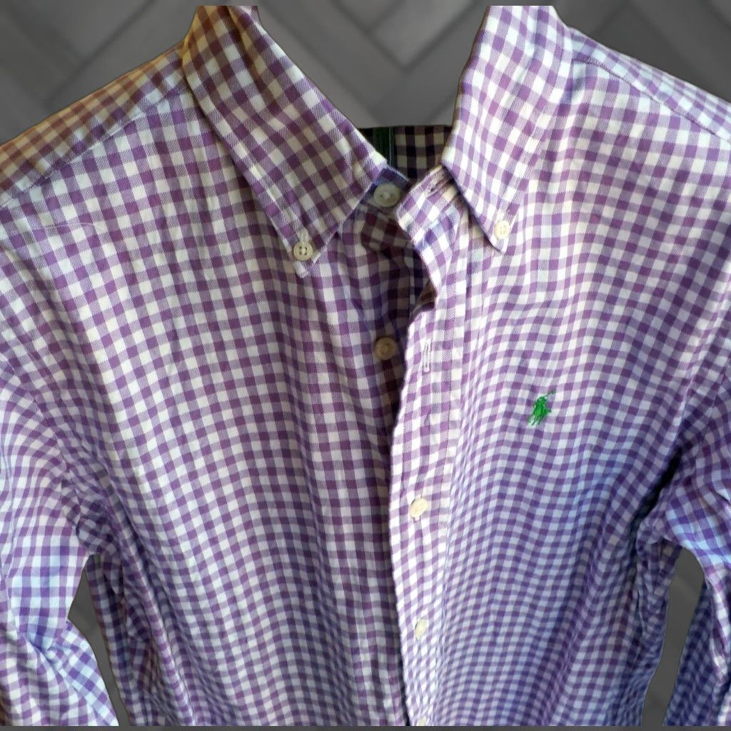 Polo Ralph Lauren Ralph Lauren Classic Fit Button Front Shirt Men Purple White 14 1/2-32 100% Cotton Checks Sleeves 24" - Polo Ralph Lauren Button-Up Size US S / EU 44-46 / 1 - 1 Thumbnail