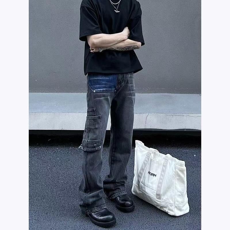Japanese Brand × Jean Vintage straight leg micro flare patchwork jeans Size US 34 / EU 50 - 3 Thumbnail