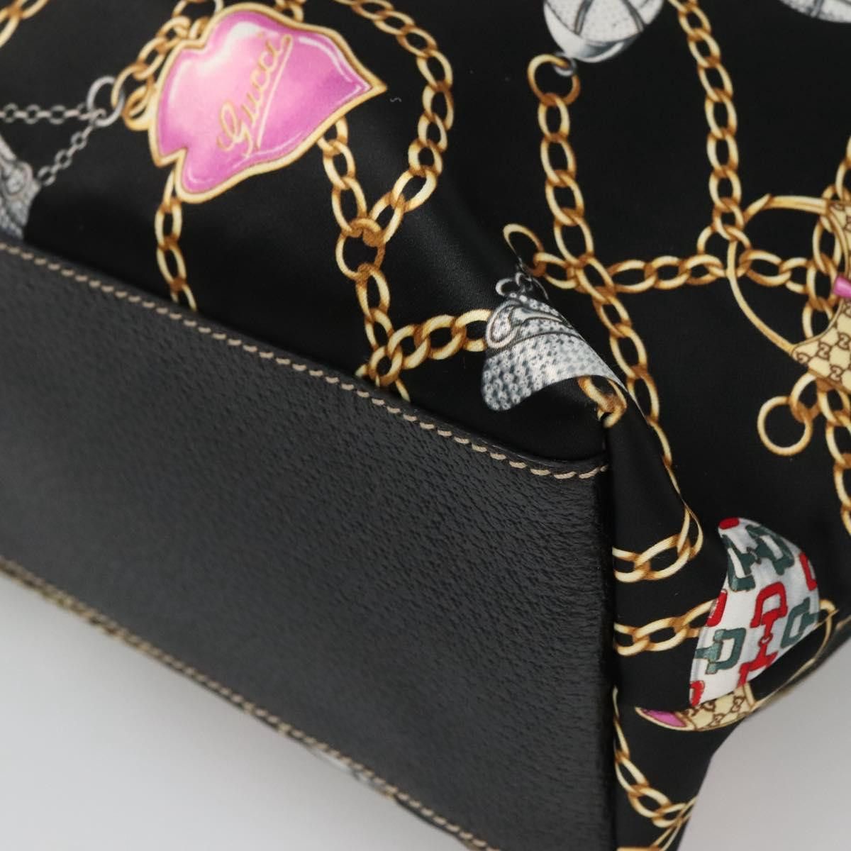 Gucci GUCCI Tote Bag Satin Outlet Black Gold Size ONE SIZE - 12 Thumbnail