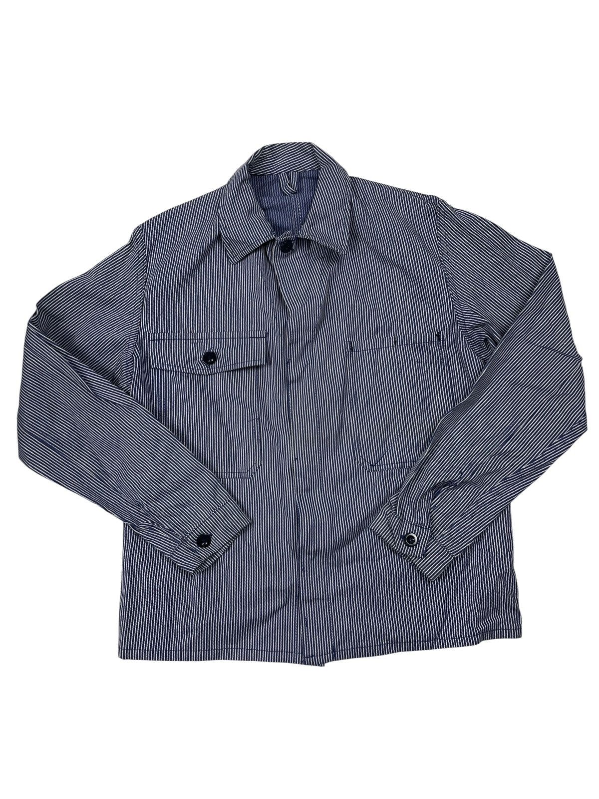 Le Laboureur Vintage 60s Sanfor Striped Leber Jacket German Utility Size US S / EU 44-46 / 1 - 2 Thumbnail
