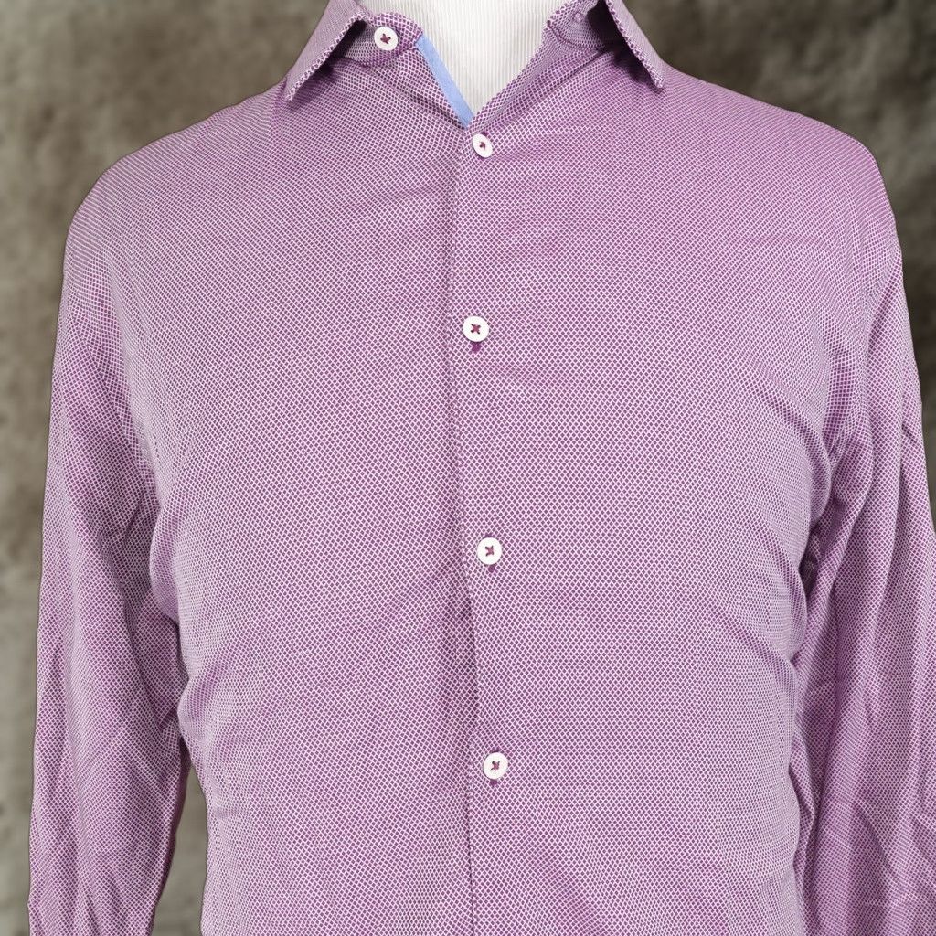 Vintage Vintage Penguin by Munsingwear Men's Slim Fit Dress Shirt Purple Check 16.5 Long Sleeve Size 42R - 1 Thumbnail