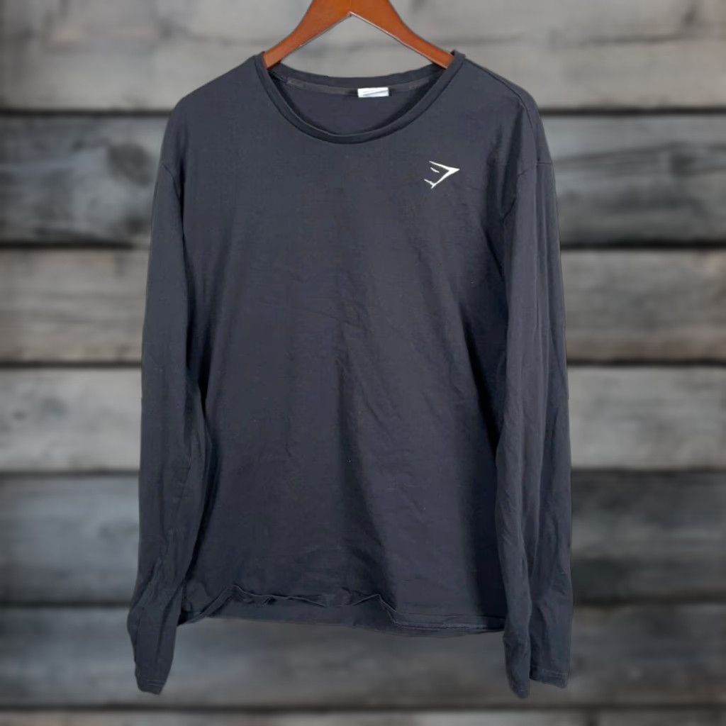 Gymshark VINTAGE Gymshark Men's T-Shirt Long Sleeve Crew Neck Cotton Logo 3XL Black Athleisure Size US XXL / EU 58 / 5 - 1 Thumbnail