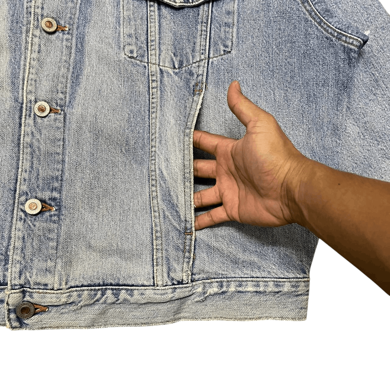 Big John Vintage 70s Big John Distressed Denim Jacket Trucker Size US XXL / EU 58 / 5 - 4 Thumbnail