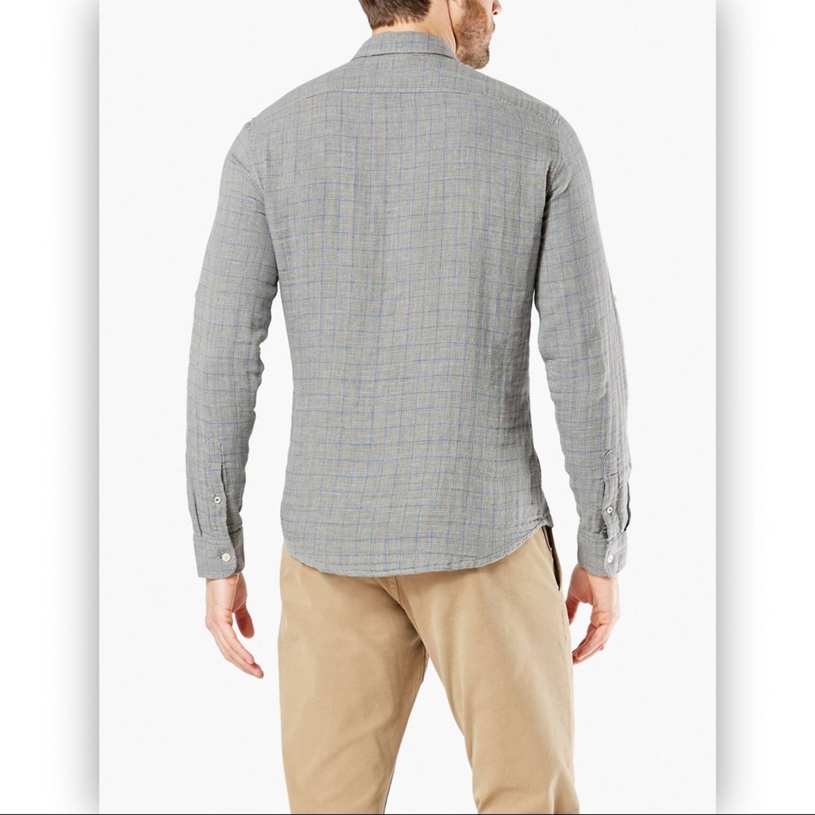 Dockers Dockers Doublecloth Button-up Cotton Shirt Gray Blue Medium Size US M / EU 48-50 / 2 - 2 Thumbnail