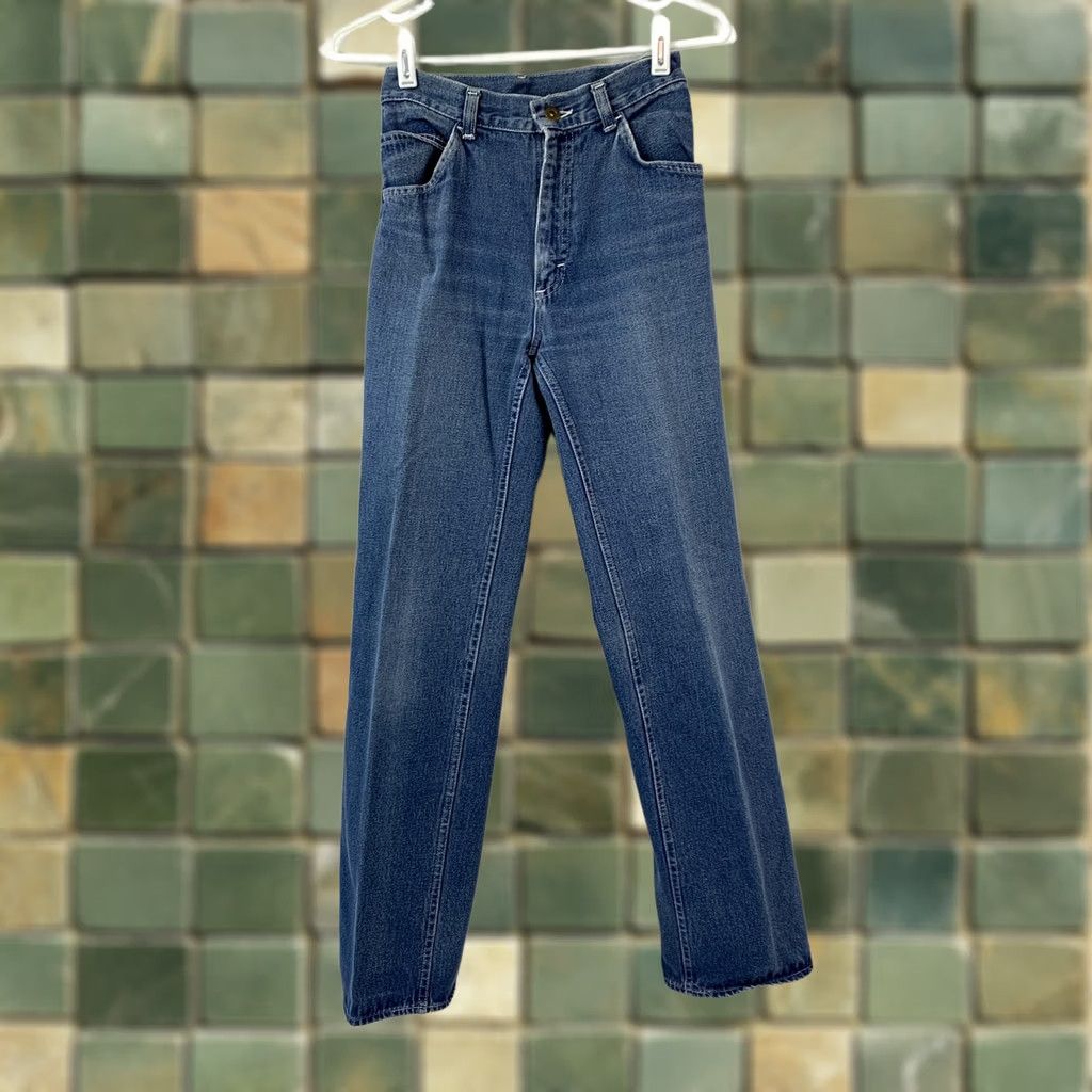 Lee VINTAGE Lee Mens Blue Jeans High Rise Straight Leg USA Talon Zipper 26" Waist 70s Jeans Blue Mens Size US 26 / EU 42 - 1 Thumbnail