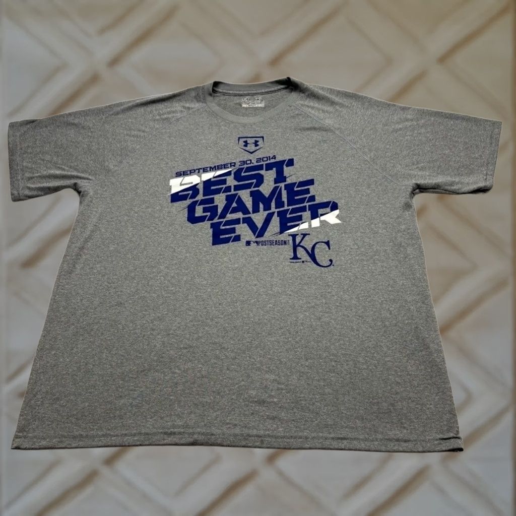 Under Armour VINTAGE KC Royals 2014 Postseason Under Armour T Shirt XL Gray Mens Size US XL / EU 56 / 4 - 1 Thumbnail
