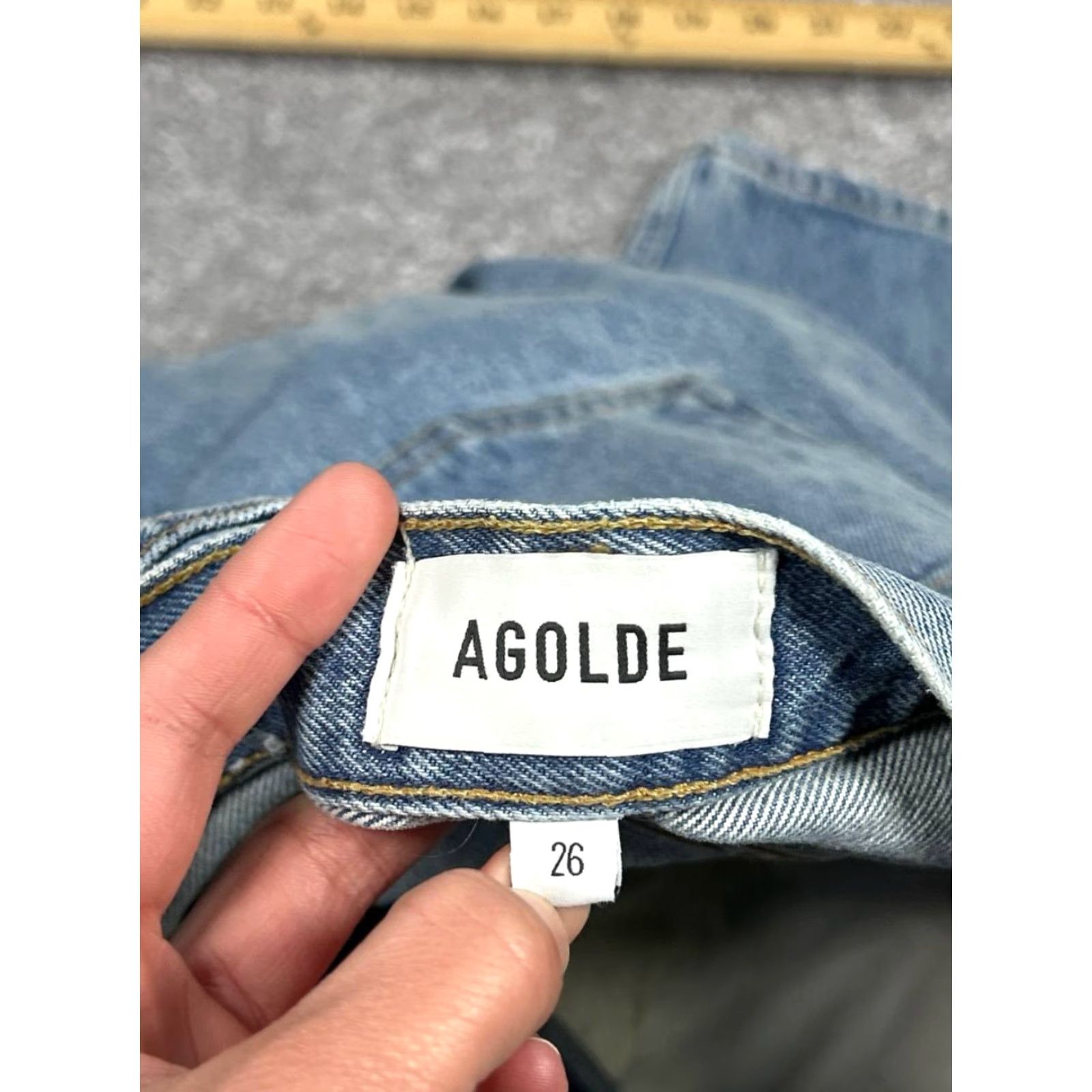 Agolde AGOLDE Jeans Womens 28 Blue Distressed Denim Straight Leg 28x31 Jeans Cotton Button Vintage No Size 28" / US 6 / IT 42 - 7 Thumbnail