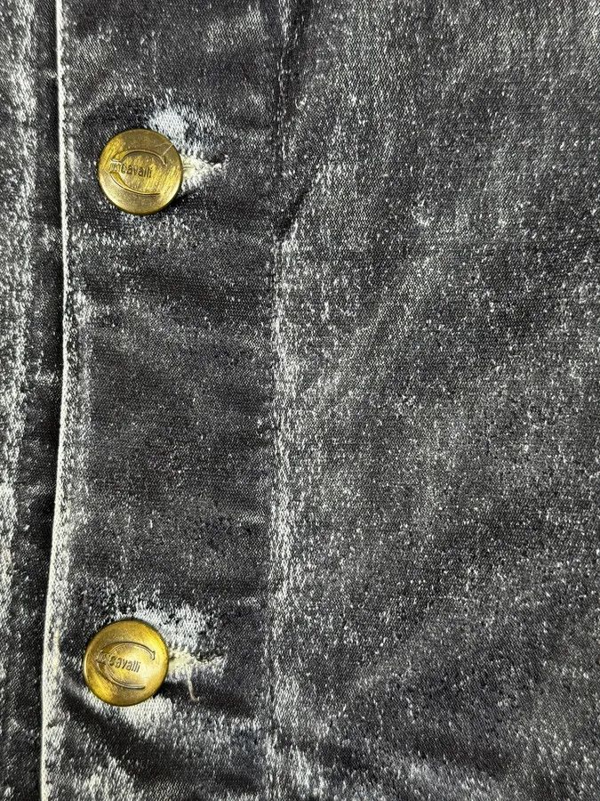 Just Cavalli 2000s Cavalli Grey Eroded Denim Jacket Size US L / EU 52-54 / 3 - 8 Thumbnail
