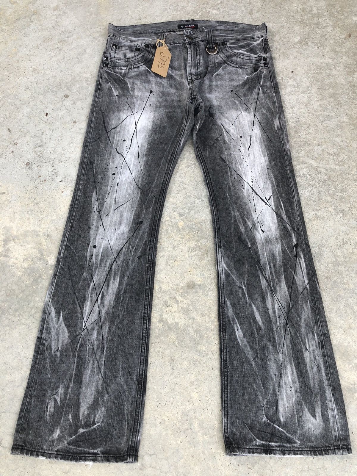 Japanese Brand Japanese Sorridere Flare Jeans Skulls Embroidered Distressed Size US 35 - 2 Thumbnail