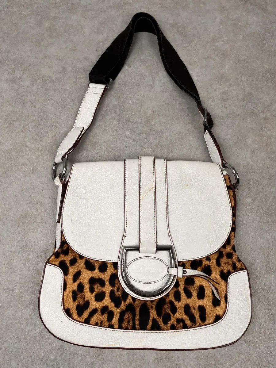 Dolce & Gabbana SS2003 Dolce & Gabbana White Leather Leopard Handle Bag Size ONE SIZE - 1 Thumbnail