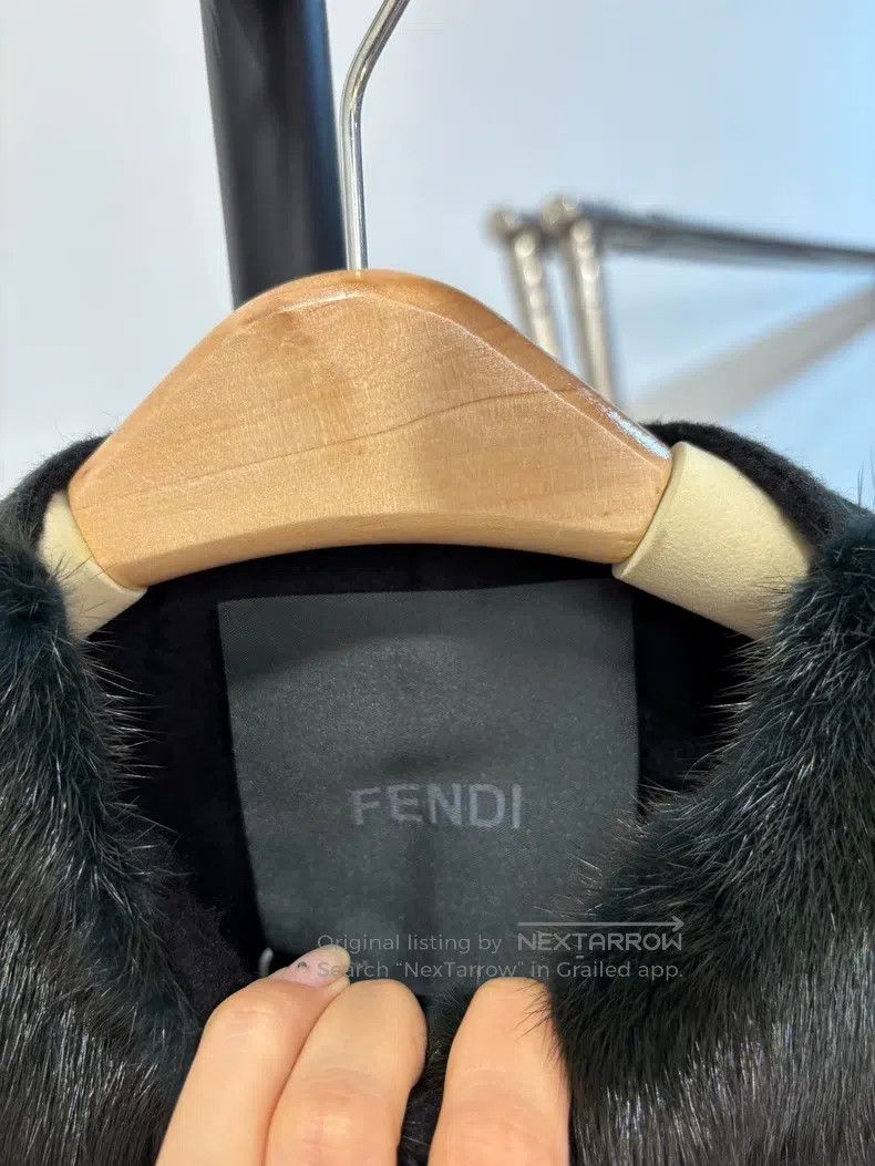 Fendi Fendi High-End Fur-Trimmed Moss Green Cashmere Coat Size XS / US 0-2 / IT 36-38 - 4 Thumbnail