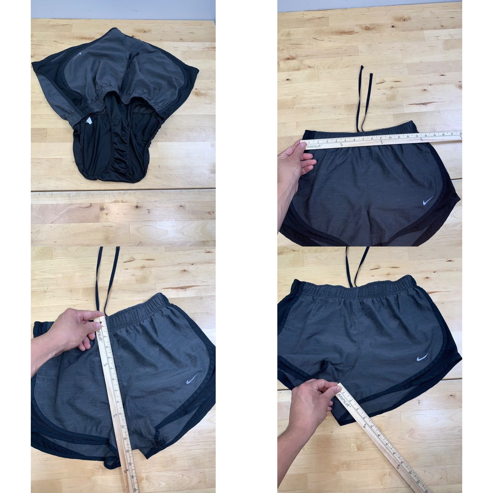 Nike Nike Running Shorts Women S/M Black Gray Activewear Gym Training 13222 Size 28" / US 6 / IT 42 - 9 Thumbnail