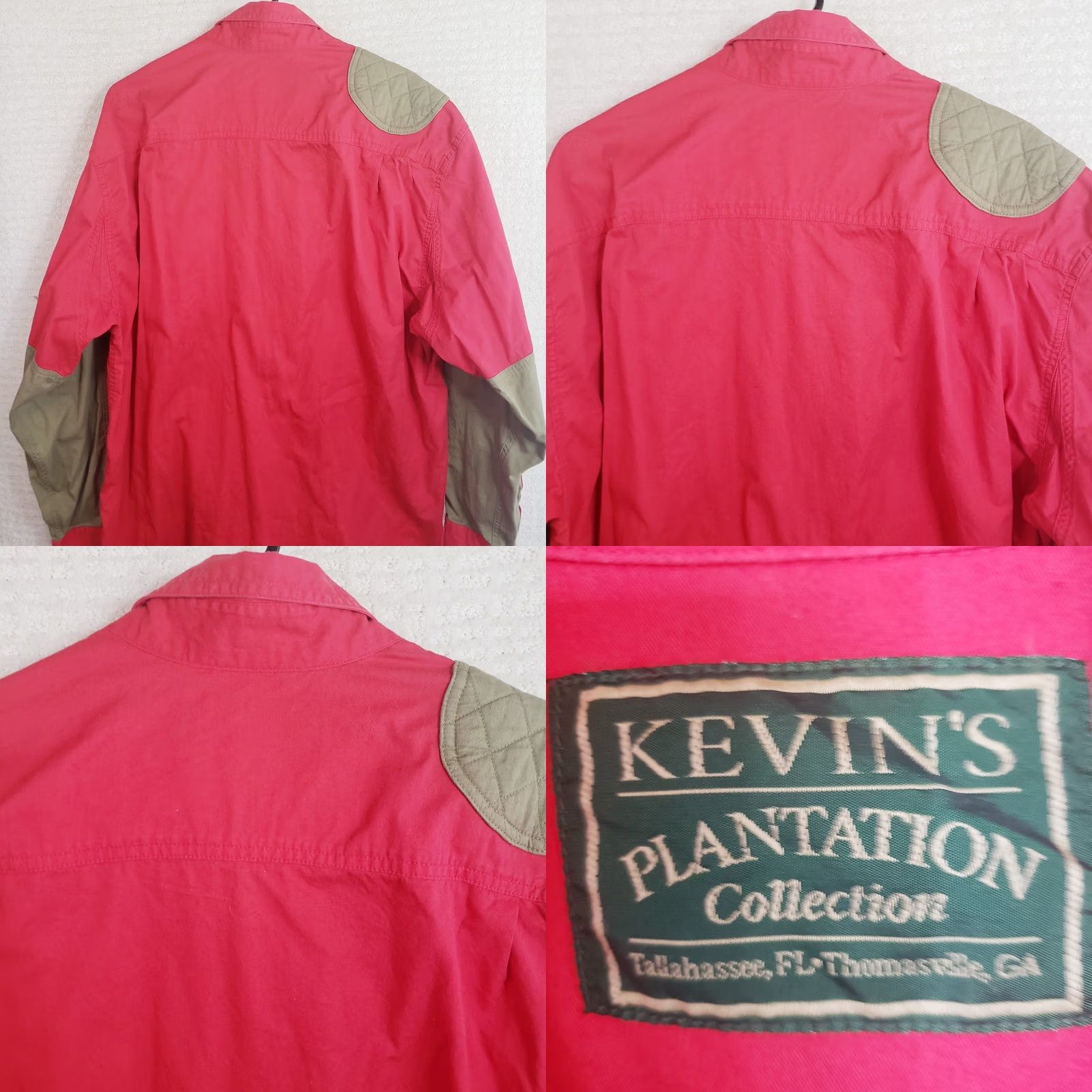 Vintage Kevins Plantation Collection Mens XL Red Tan Button Down Long Sleeve Shirt Shoulder Pad Size US XL / EU 56 / 4 - 9 Thumbnail