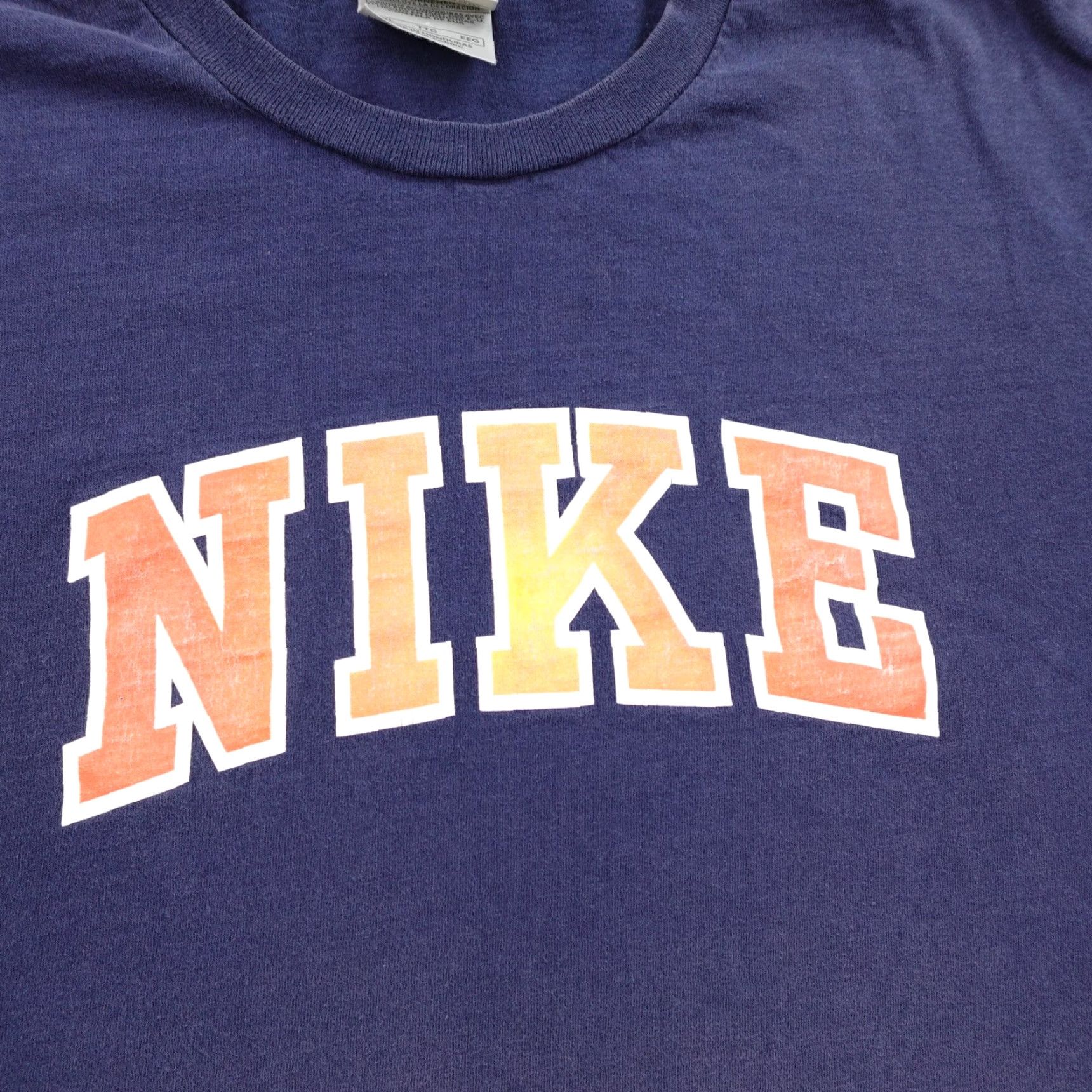 Nike VINTAGE Nike Shirt Mens 2XL Blue Arch Logo Orange Spell Out Athletic Y2K Tee Size US XXL / EU 58 / 5 - 2 Thumbnail