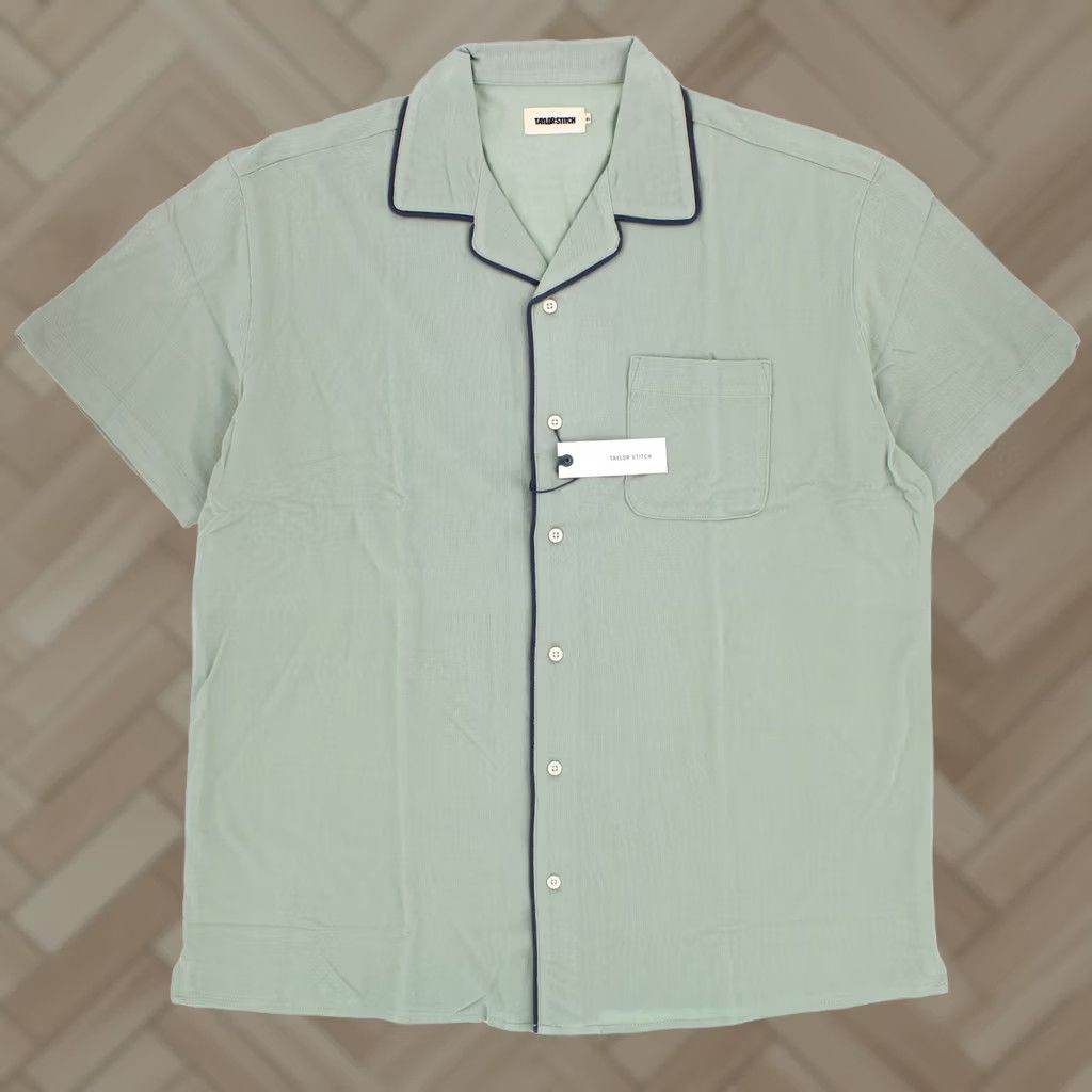 Taylor Stitch Taylor Stitch Harwich Shirt Men’s Button-Up Short Sleeve Green Surf Green Tipped Pique 2XL Casual Workwear Size US XXL / EU 58 / 5 - 1 Thumbnail
