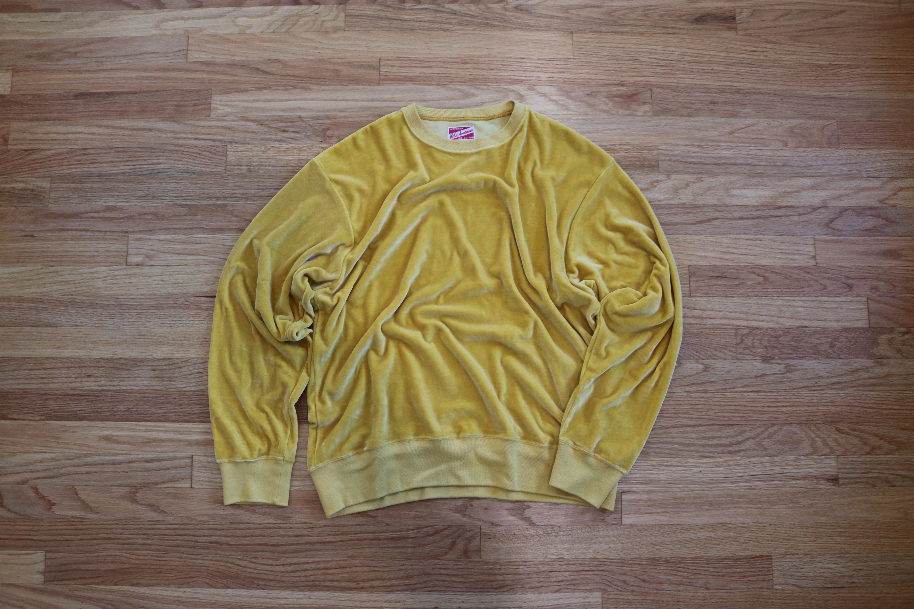 image of The Real Mccoys The Real Mccoy's Mc22002 Cotton Rayon Pile Sweatshirt in Yellow, Men's (Size Large)