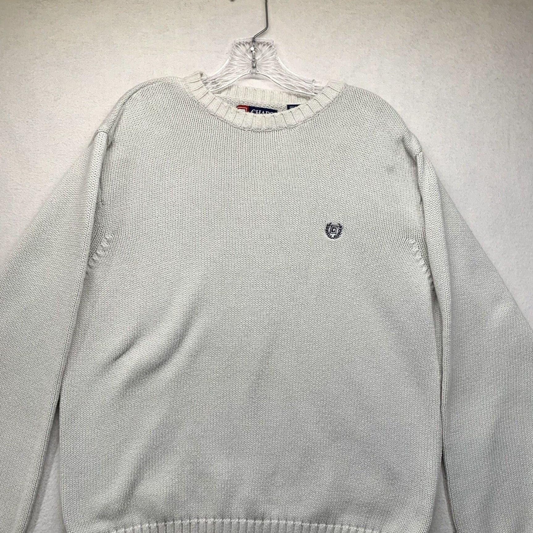 Chaps VINTAGE Chaps Sweater Men's Large Ivory White Heavyweight Crew Neck Long Sleeve 90s American Classic Size US L / EU 52-54 / 3 - 7 Thumbnail