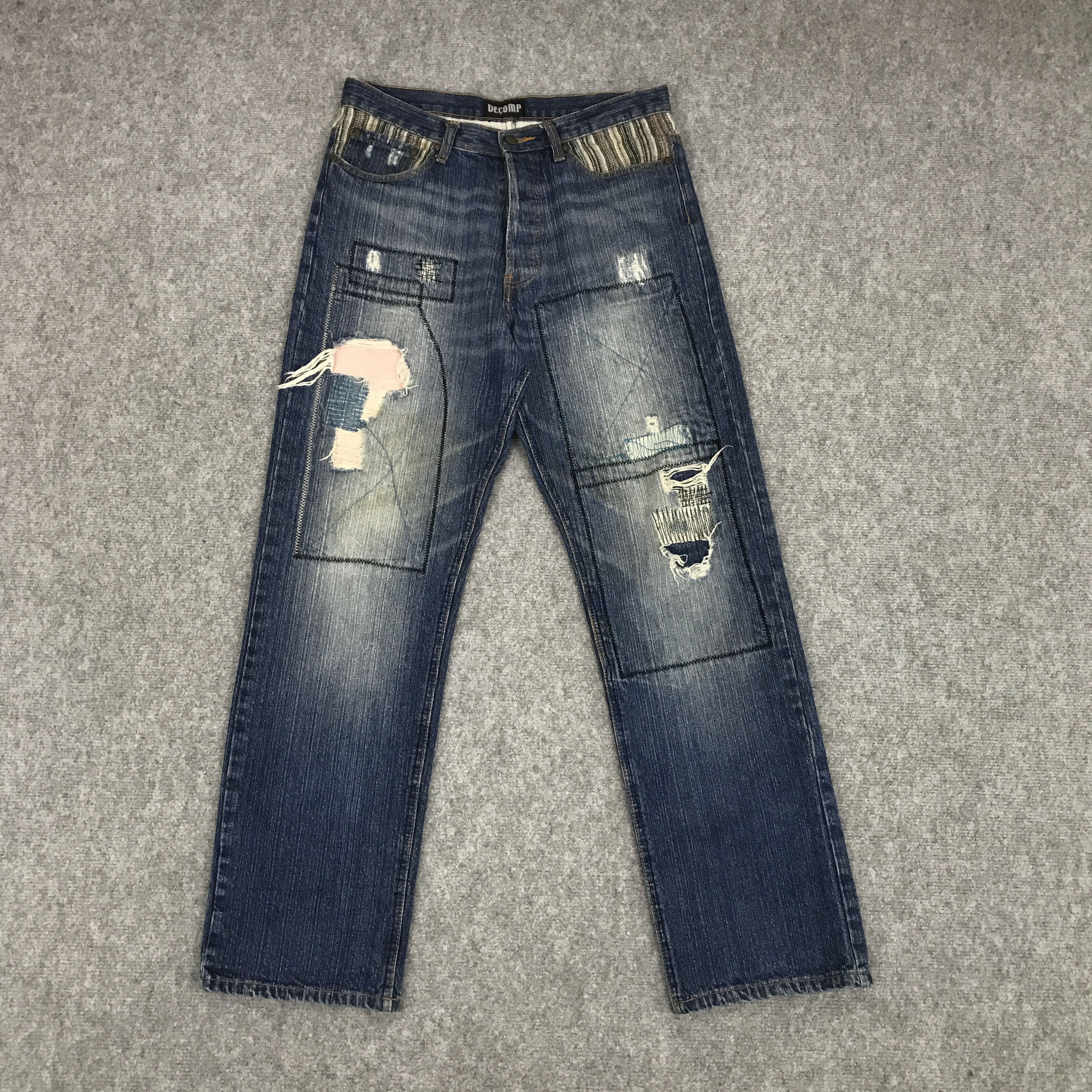 Japanese Brand JAPAN DECOMP PATCHWORK DESIGN DISTRESSED JEAN Size US 31 - 1 Thumbnail