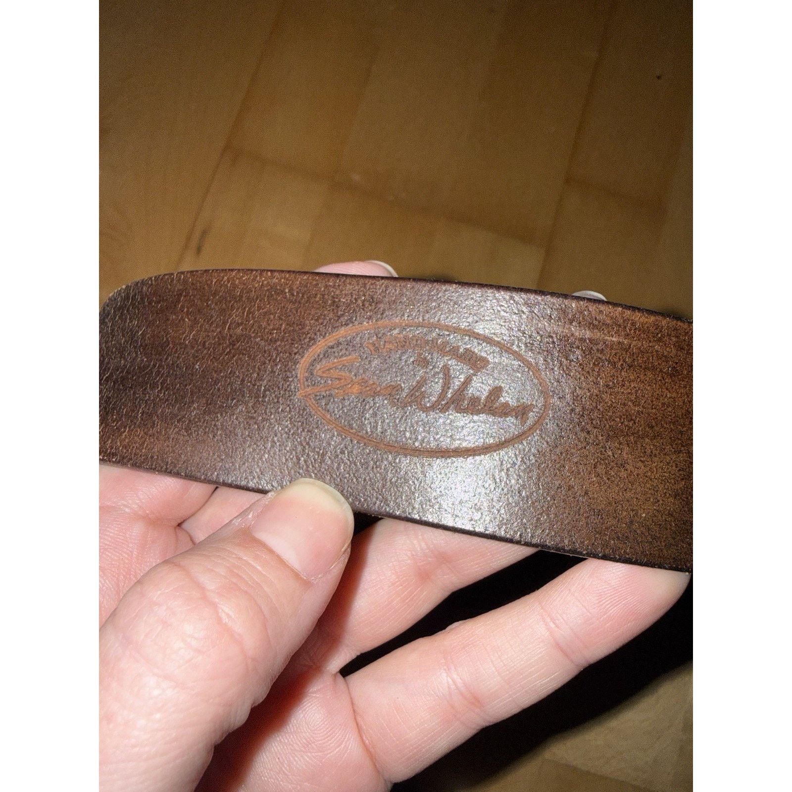 Vintage VTG Sean Whelan Embroidered Leather Belt Elephant Buckle L Size 34 - 4 Thumbnail