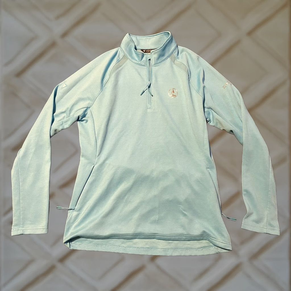 Vintage LEVELWEAR Women’s Blue 1/4 Zip Band Collar Pullover Top L Activewear Jersey Athletic Modern Size L / US 10 / IT 46 - 1 Thumbnail