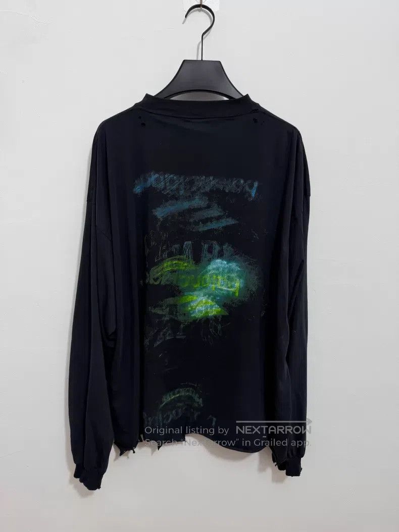 Balenciaga Balenciaga Frayed Edge Effect Round Neck Long Sleeve T-Shi Size US XL / EU 56 / 4 - 2 Thumbnail