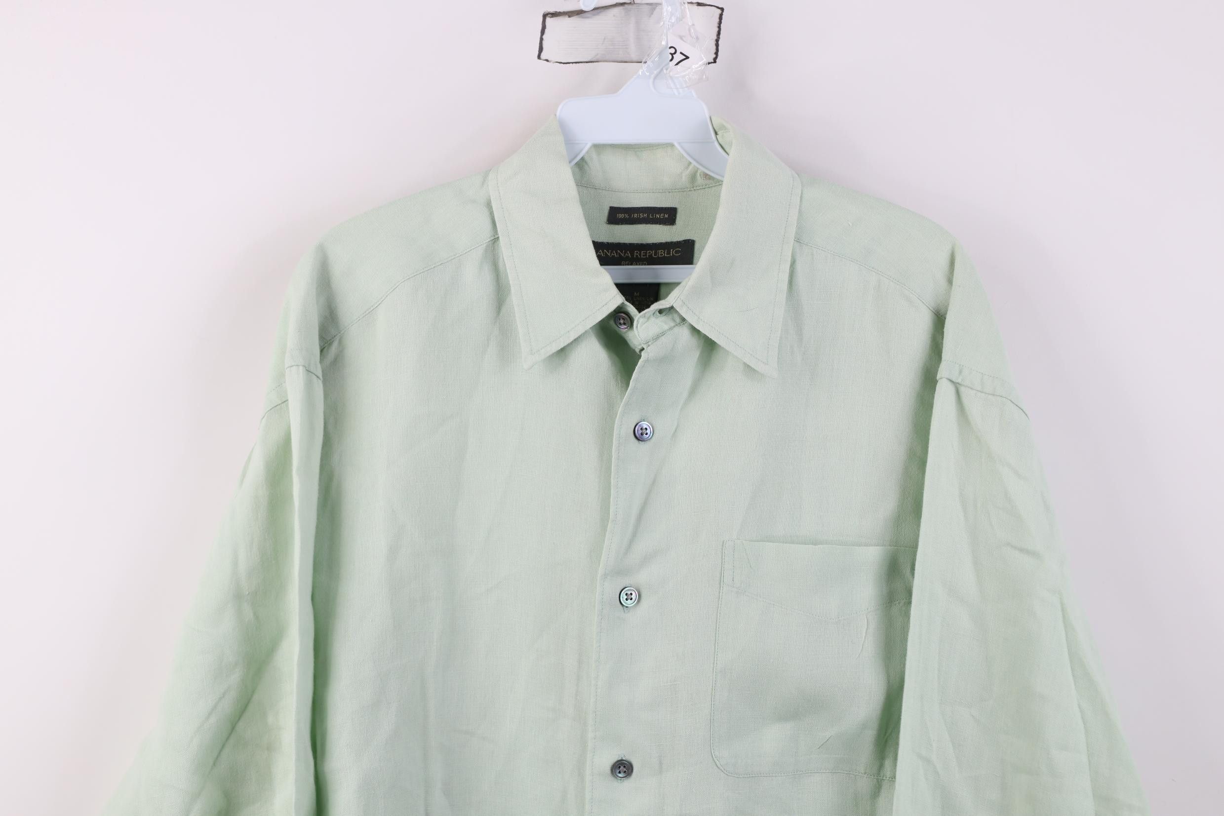 Banana Republic Vintage Y2K 2001 Banana Republic Linen Button Shirt Green Size US M / EU 48-50 / 2 - 2 Thumbnail