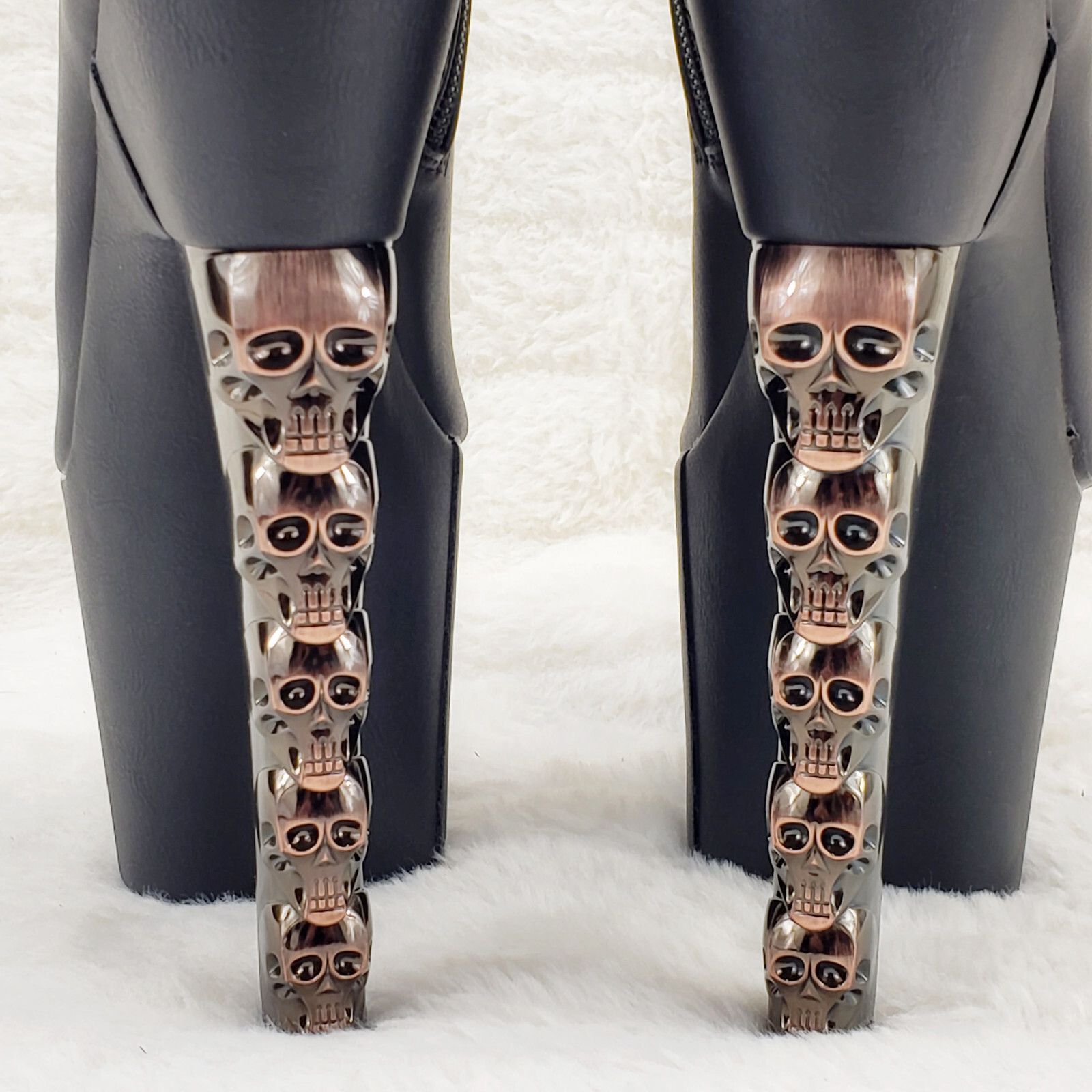 Other Voodoo 1005 Brush Metal Skull Stacked 7" High Heel Platform Size US 10 / IT 40 - 9 Thumbnail