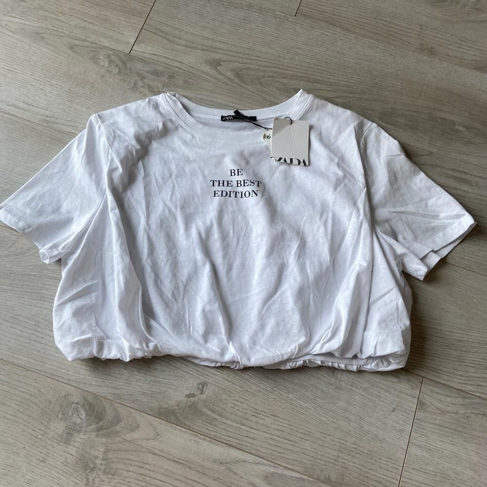 Designer ZADI Women's White Cropped Graphic Tee Size S / US 4 / IT 40 - 1 Thumbnail