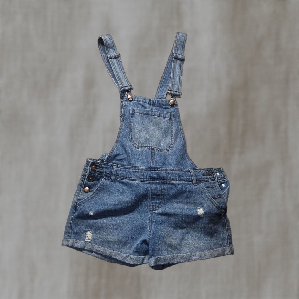 Rainbow VINTAGE CI SONO Rainbow Overalls Shorts Women’s Medium Blue Denim Spandex Casual Summer Fall Size 32" / US 10 / IT 46 - 1 Thumbnail