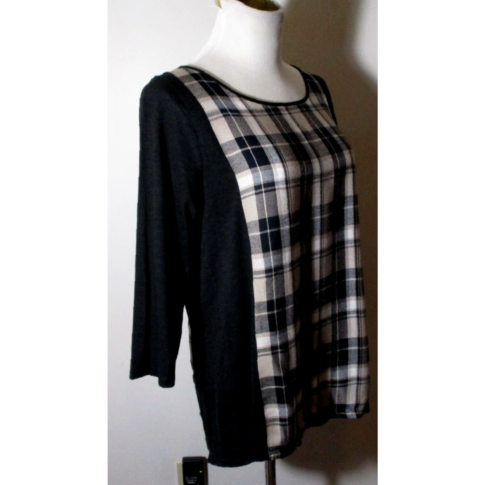 Lucky Brand LUCKY BRAND Black Modal Blend Split Tail Top Shirt Womens M Size M / US 6-8 / IT 42-44 - 2 Thumbnail