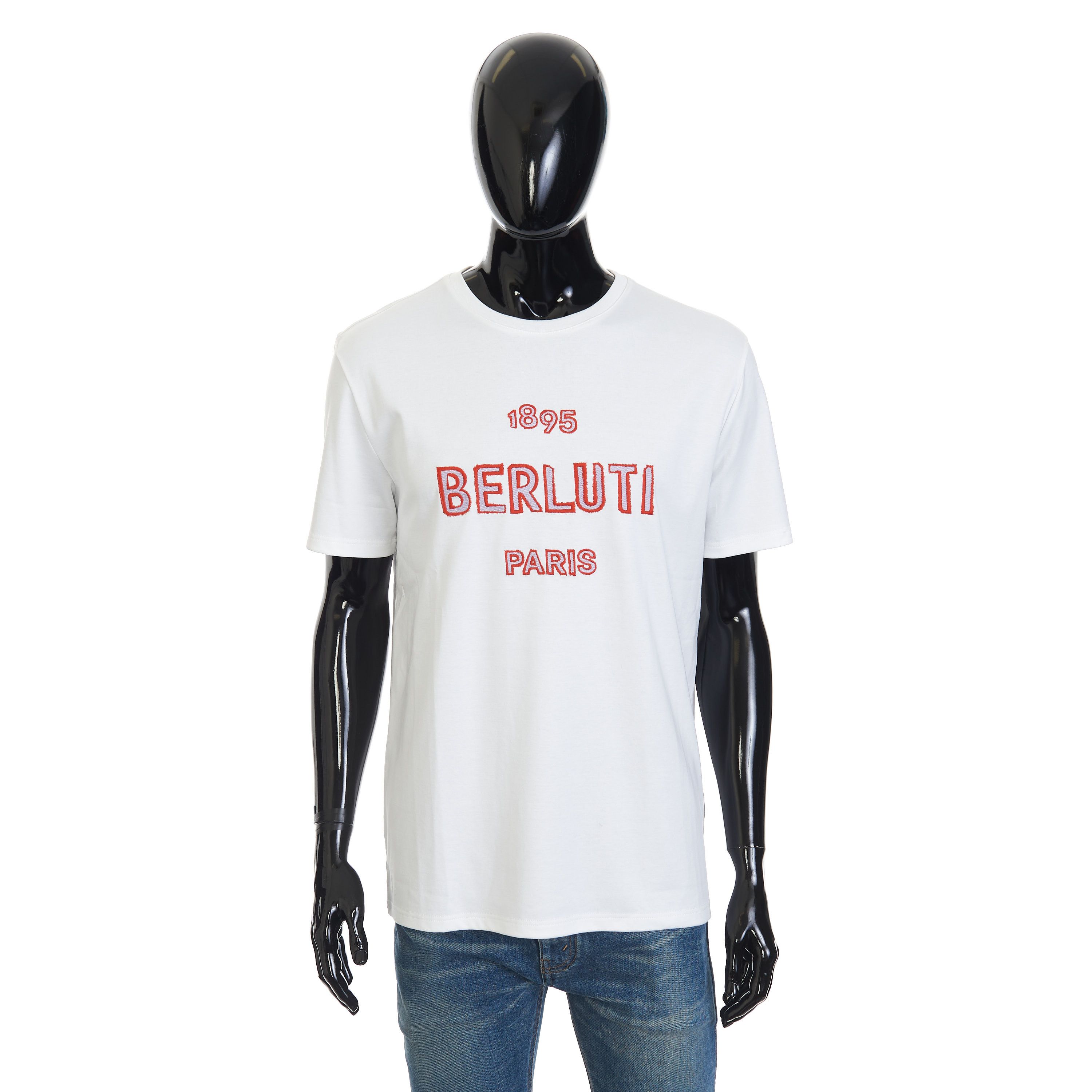 Berluti Embroidered Logo T-shirt In Optic White Cotton Size US XL / EU 56 / 4 - 1 Thumbnail