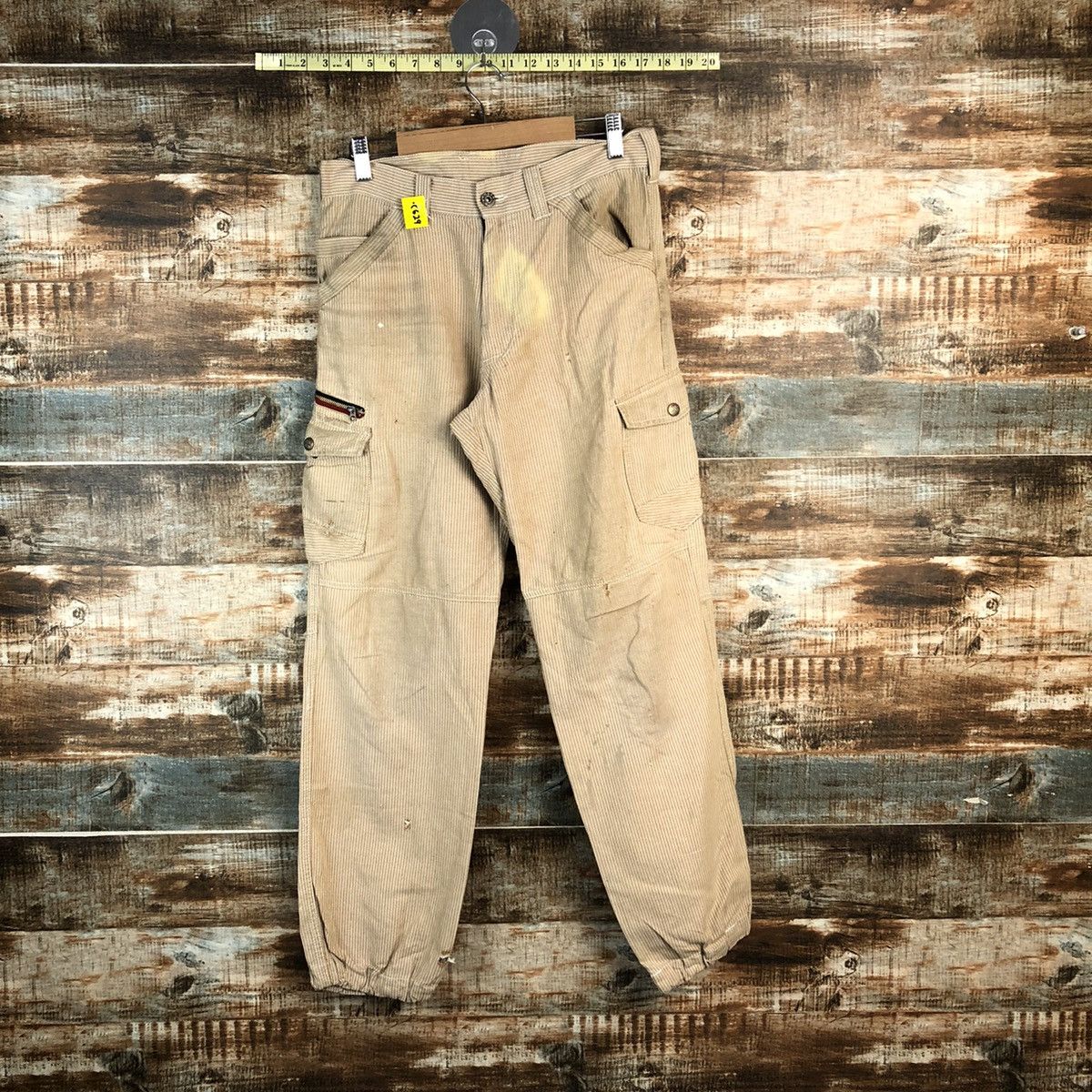 Japanese Brand DL Dogman stripe Brown Cargo Multipocket Pants #C629 Size US 29 - 1 Thumbnail