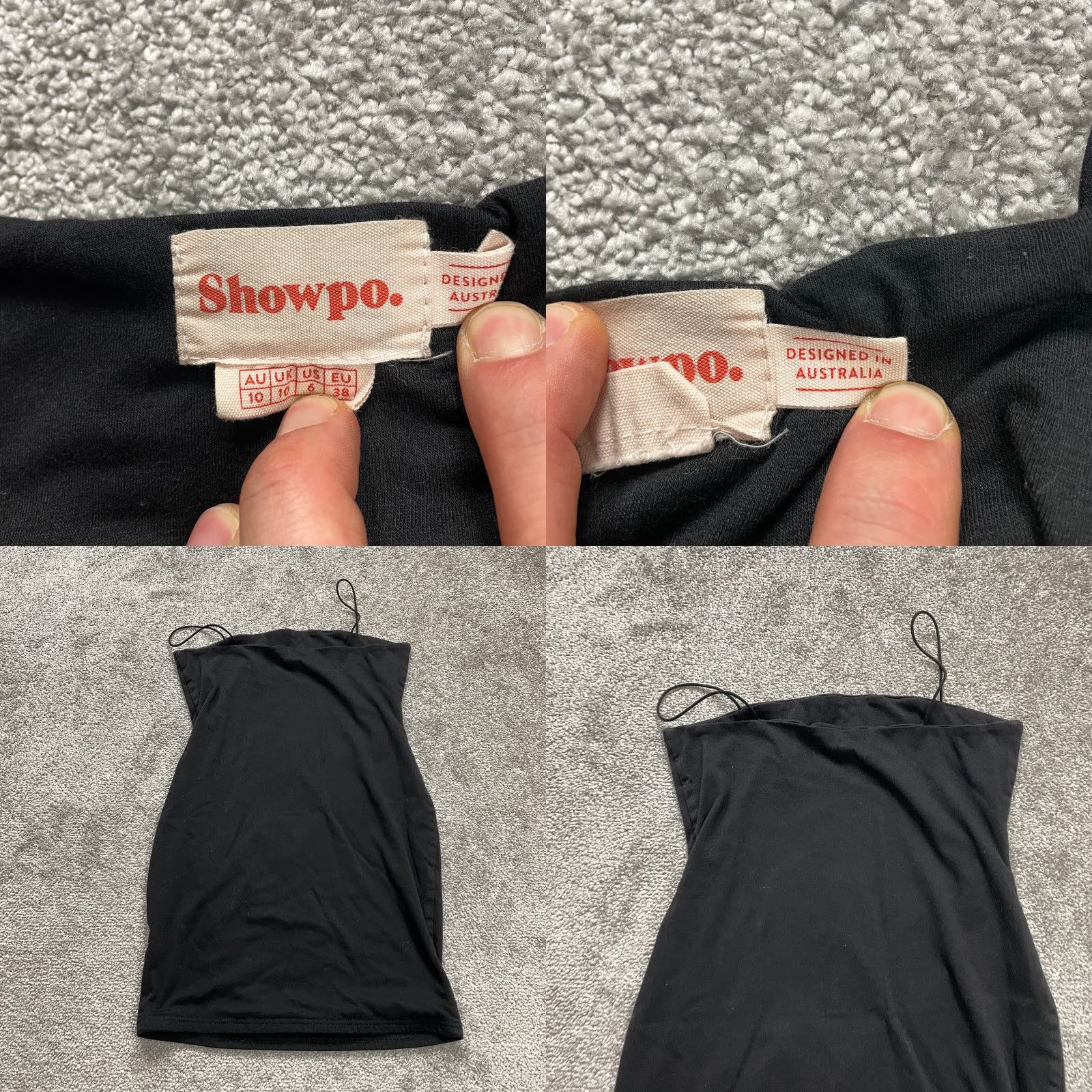 Vintage Showpo Shift Dress Womens 10 Black Solid Knee Length Sleeveless Spaghetti Strap Casual Dress Size L / US 10 / IT 46 - 8 Thumbnail