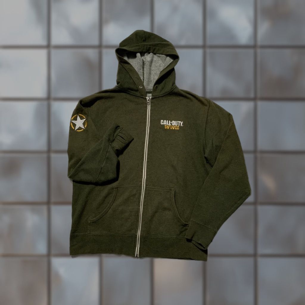 Vintage Call Of Duty WWII World War 2 Independent Trading Olive Zip Gaming Hoodie Sz. M Mens Size US M / EU 48-50 / 2 - 1 Thumbnail