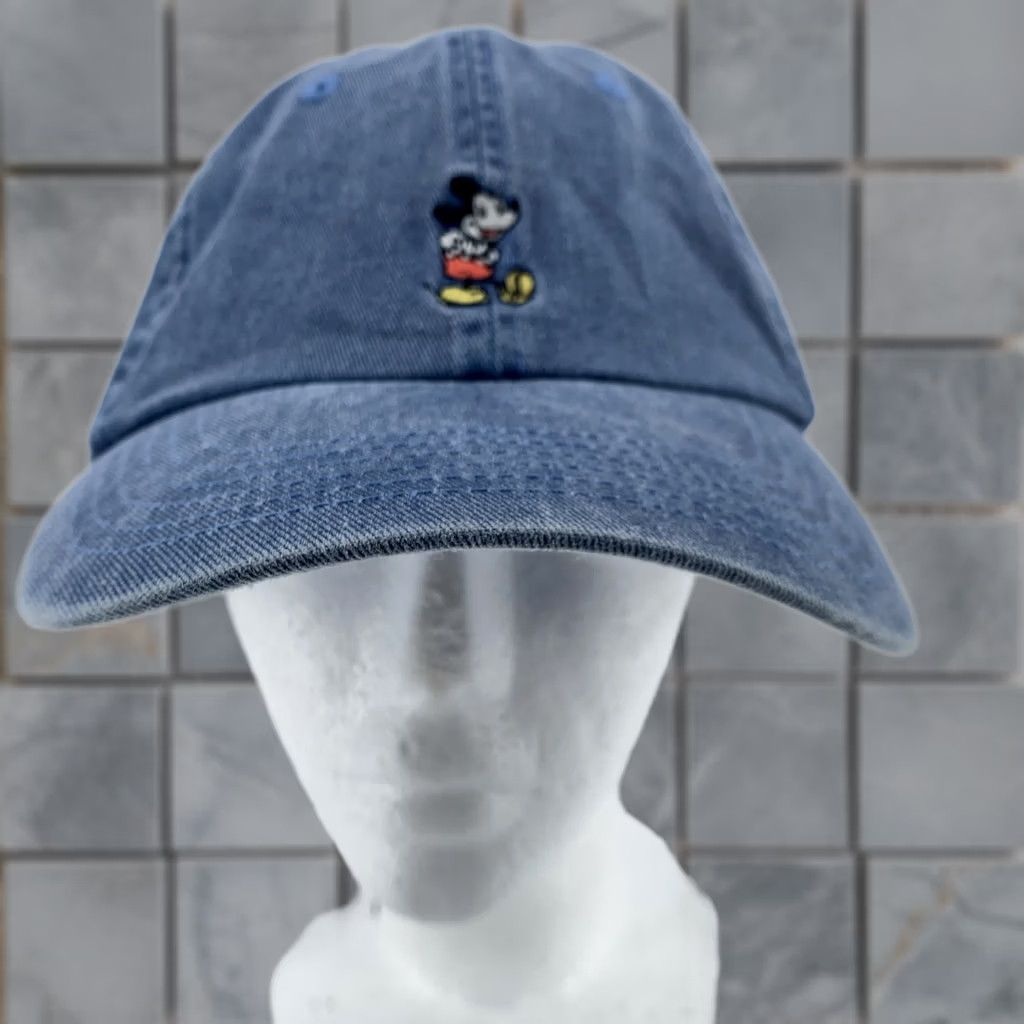 Disney Disney Parks Mickey Mouse Hat Cap Blue Denim Embroidered Strap Back Adult Mens Size ONE SIZE - 1 Thumbnail