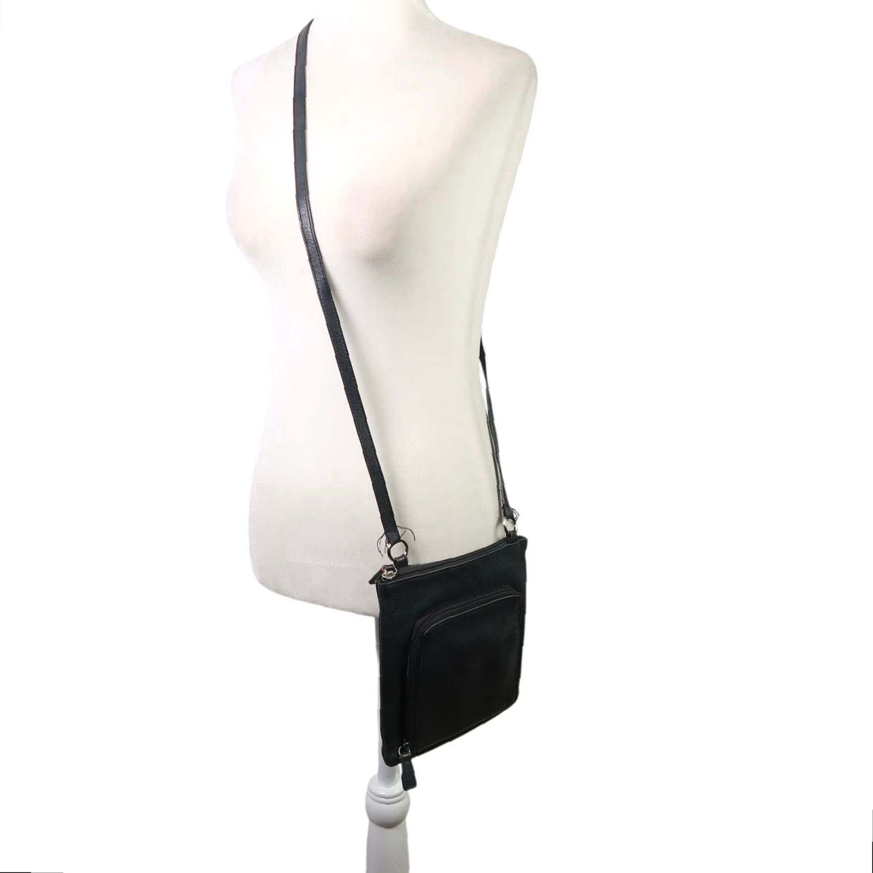 Fossil Fossil Crossbody Bag Purse Black Leather Mini 8”x8” Women Zip Casual Size ONE SIZE - 3 Thumbnail
