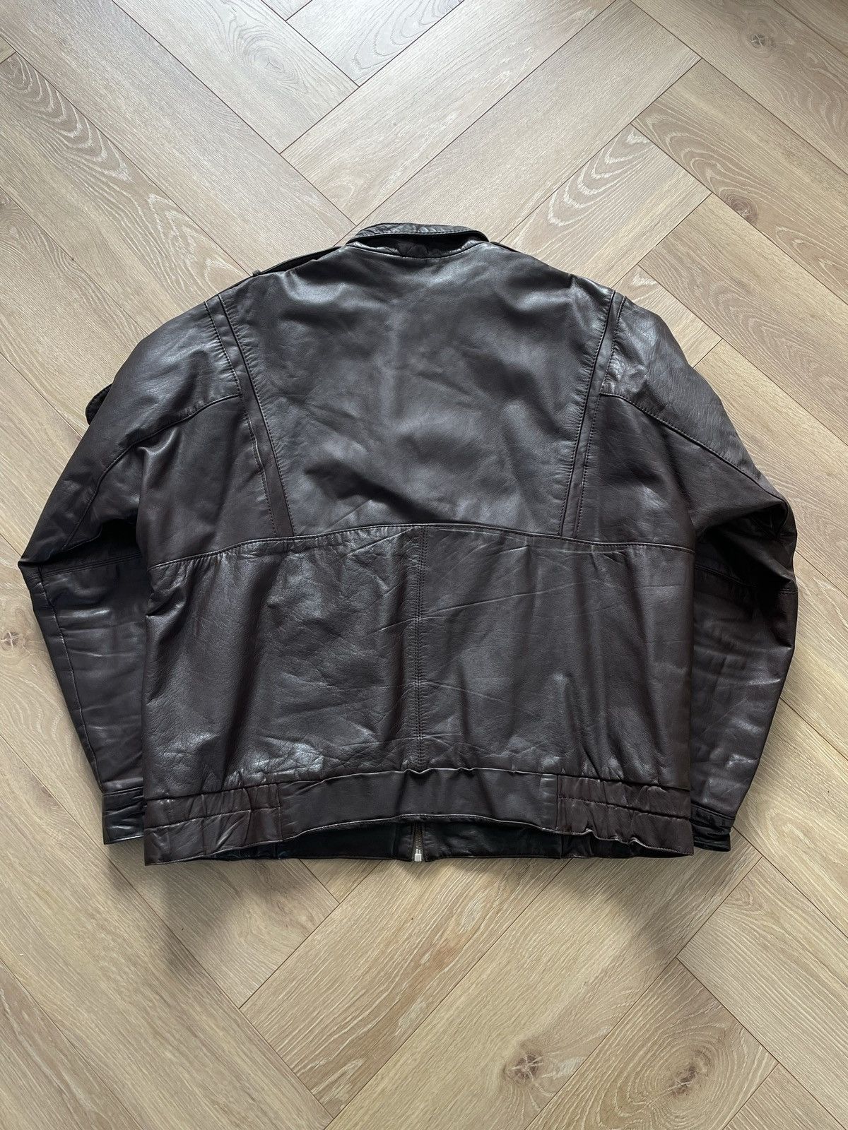 Vintage Vintage Y2k Brown Leather Oversize Bomber Jacket Avant Garde Size US L / EU 52-54 / 3 - 4 Thumbnail