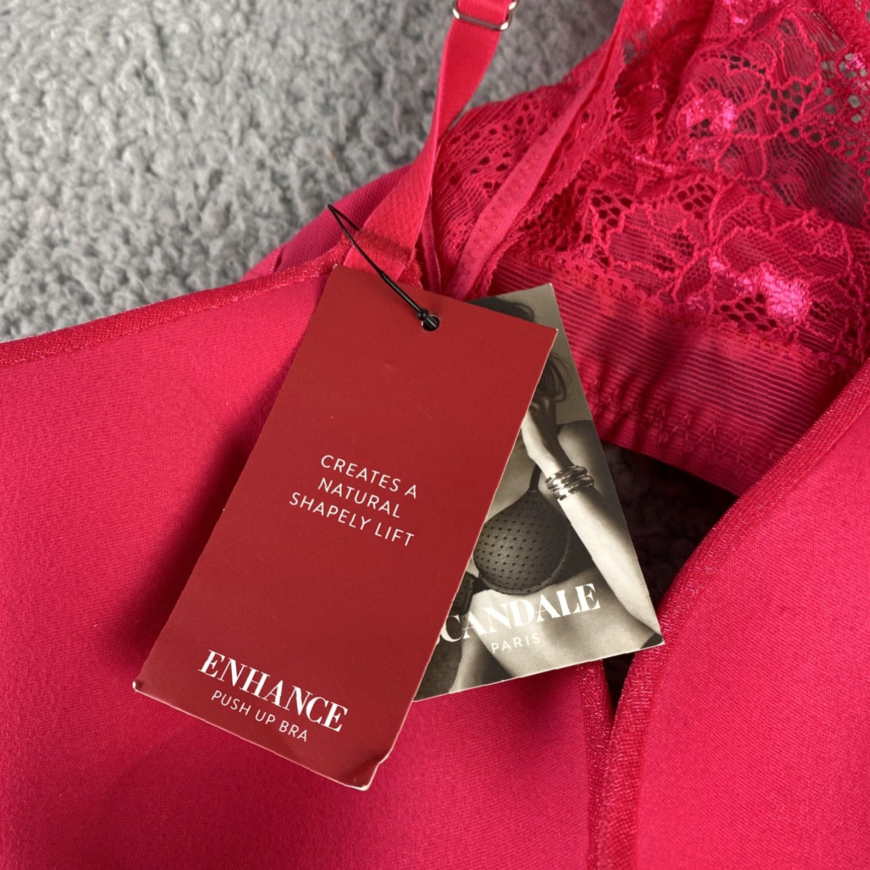Pinko VINTAGE Enhance Hot Pink Lace Push Up Bra 34B Juniors Womens American Size ONE SIZE - 5 Thumbnail