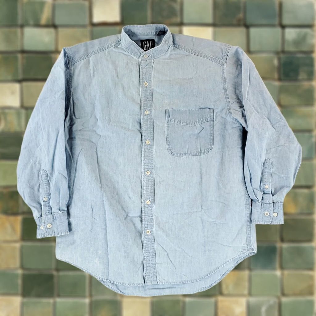 Gap VINTAGE Gap Shirt Chambray Button Up Blue Long Sleeve Mens S Size US S / EU 44-46 / 1 - 1 Thumbnail