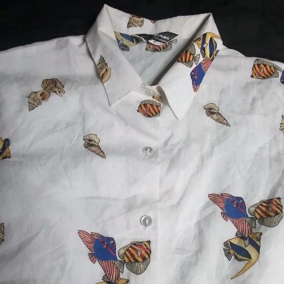 Other Vintage Alex Colman Tropical Reef Fish Polyester Disco Shirt Size US L / EU 52-54 / 3 - 1 Thumbnail