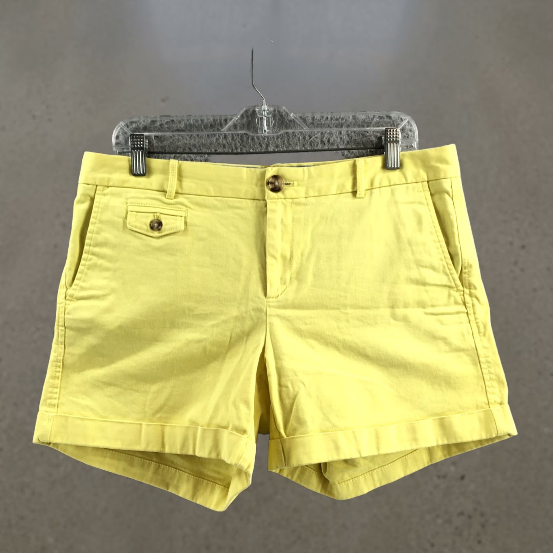 Banana Republic Banana Republic Shorts Womens 10 Yellow Chino Cuffed Mid Rise Zip Fly Stretch - Regular Fit, 10, Yellow, Casual, Summer, Spring, Womens Size 32" / US 10 / IT 46 - 1 Thumbnail