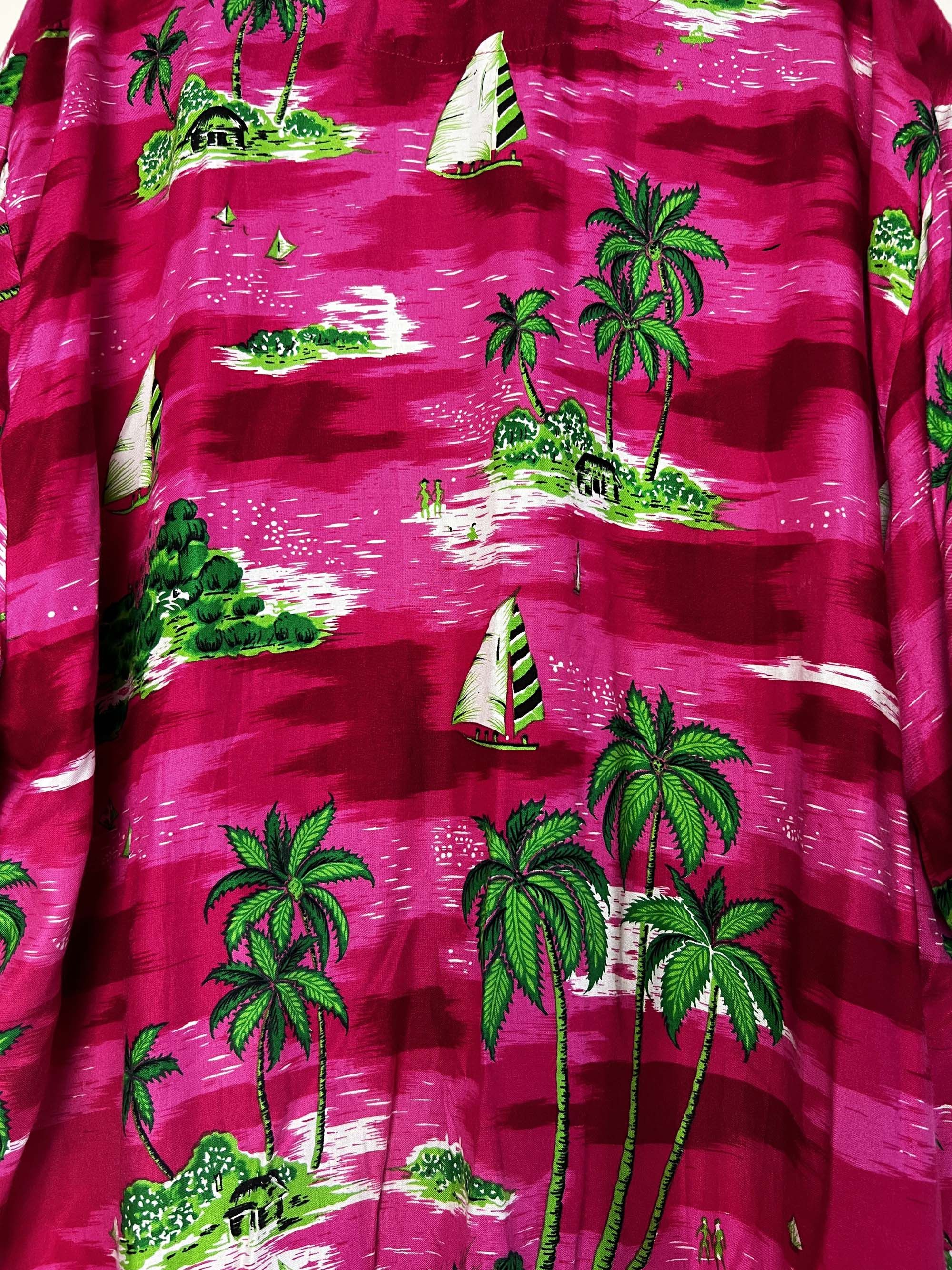 Vintage 1980's Super Way Hot Pink Aloha Luau Island Print Button Up Size US XXL / EU 58 / 5 - 15 Thumbnail
