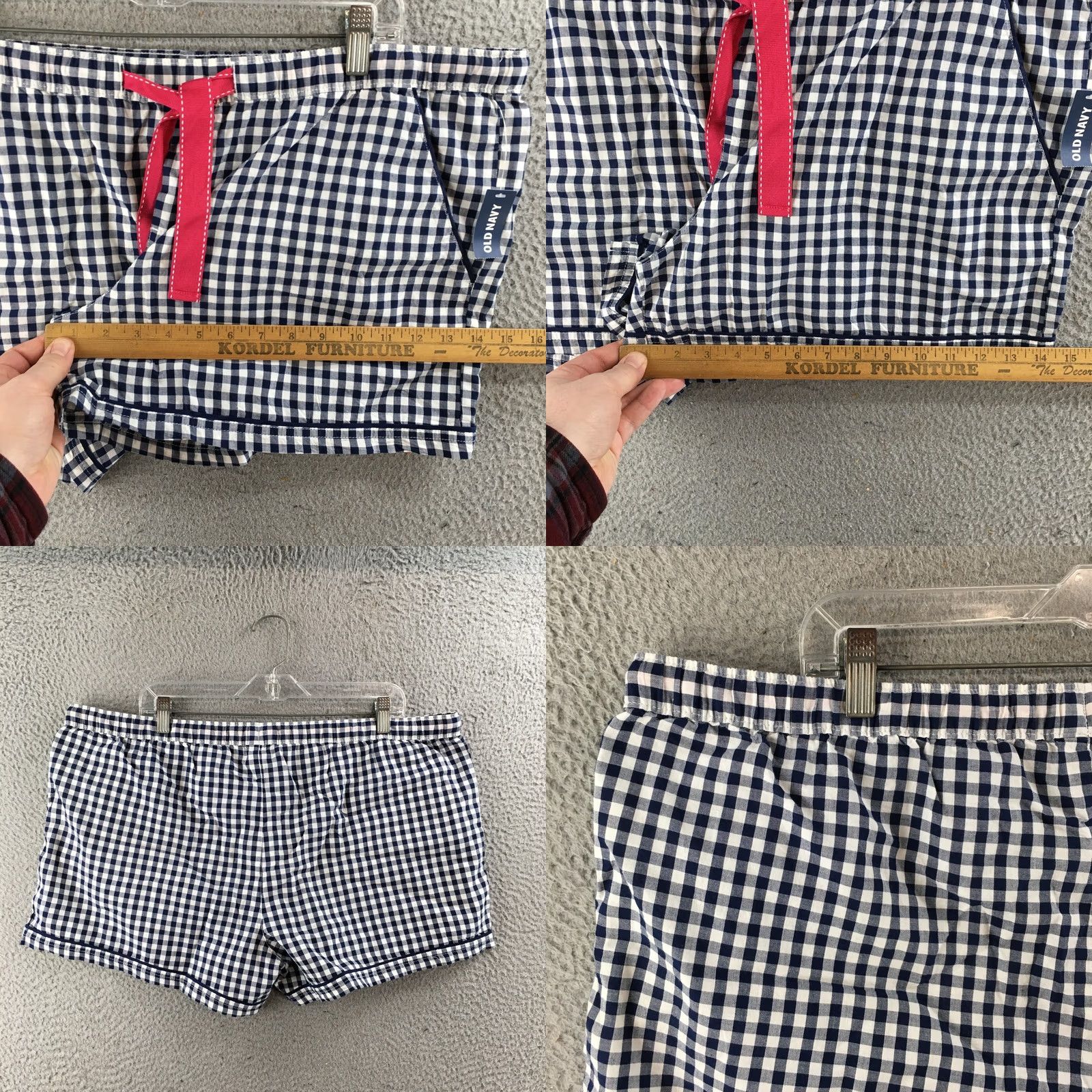 Old Navy Old Navy Lounge Shorts Women XL Blue White Gingham Elastic Waist Drawstring NEW Size 40" / US 18 - 8 Thumbnail