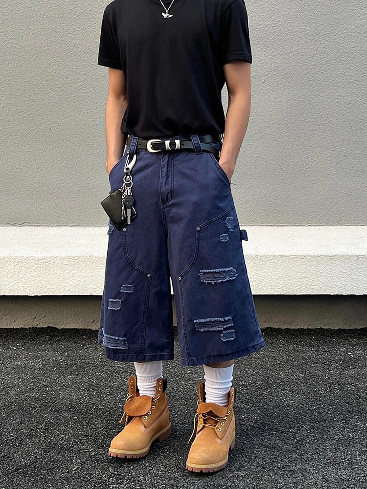 Jean × Vintage Trendy Distressed Denim Culottes - Stylish Casual Wear Size US 32 / EU 48 - 3 Thumbnail