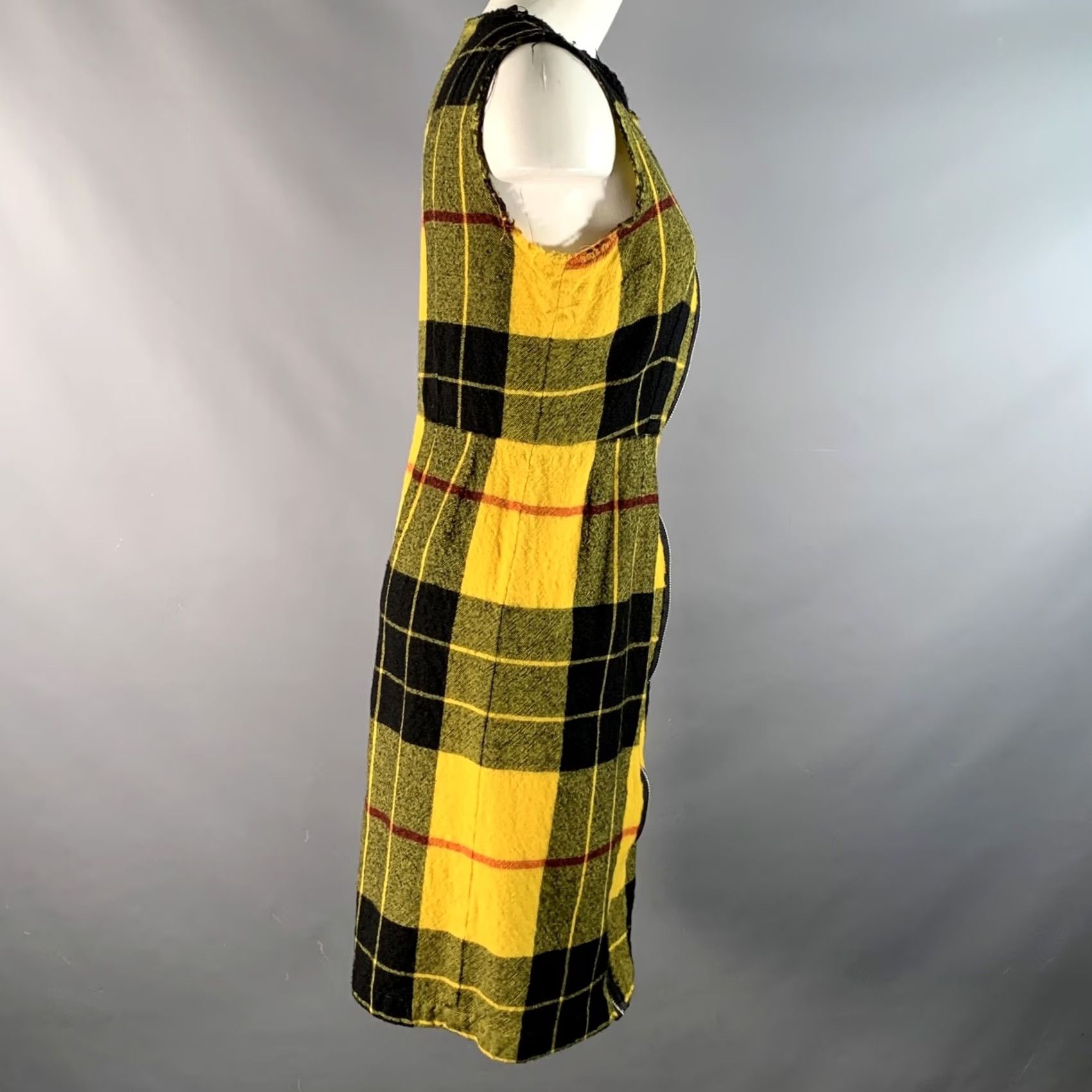 Comme des Garcons Girl COMME des GARCONS Yellow Black Plaid Zip Up Dress M Women Size M / US 6-8 / IT 42-44 - 2 Thumbnail