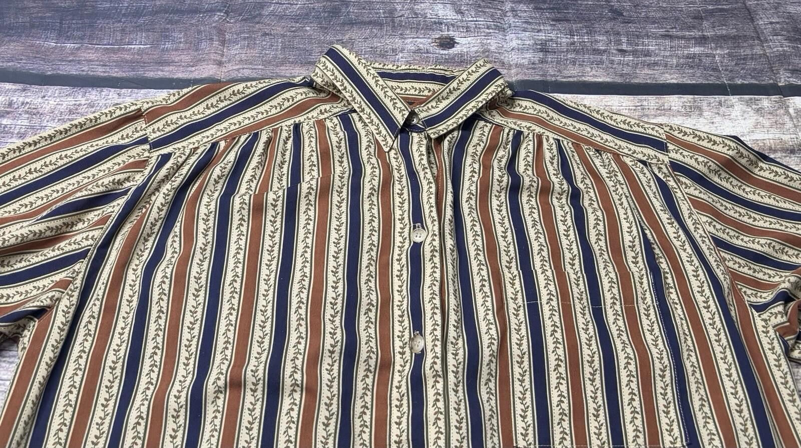 Jantzen VTG Jantzen Shirt Men's XL Striped USA Leaf Vines 80s USA Size US XL / EU 56 / 4 - 4 Thumbnail