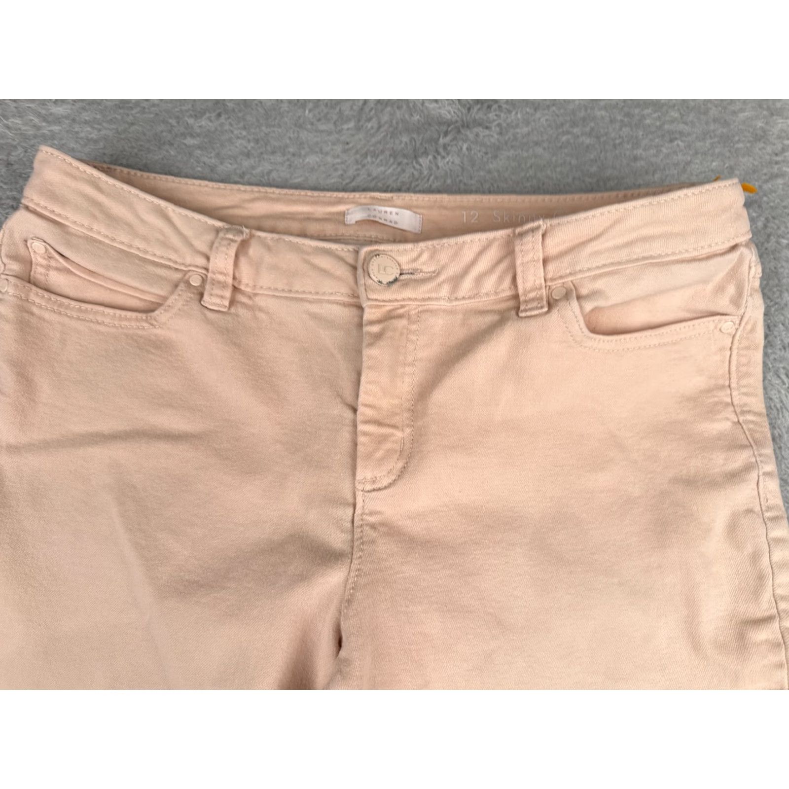 Vintage Lauren Conrad Jeans Women 12 Peach Denim Skinny Crop Mid Rise Cotton Blend 32x23 Size 34" / US 12 / IT 48 - 4 Thumbnail